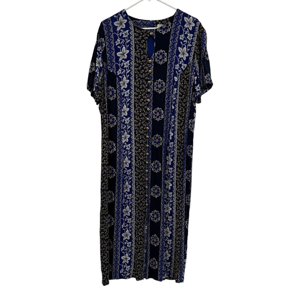 Alix Taylor vintage floral boho dress key hole size 18